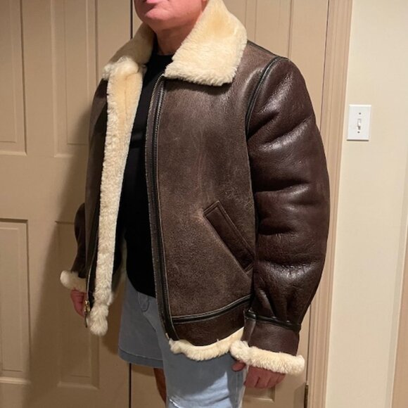 MENS SCHOTT CLASSIC B-3 SHEEPSKIN LEATHER BOMBER - Picture 13 of 16